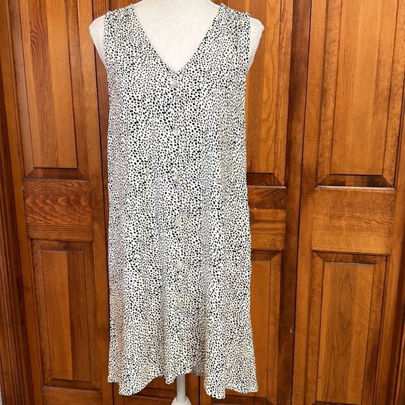 Portocruz Cheetah Sleeveless Button up Rayon Shift Swim Cover-up Beach Dress XL - Picture 2 of 9